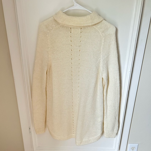 Lou & Grey Cream Off White Turtleneck Sweater Open Knit Medium M - Picture 3 of 12